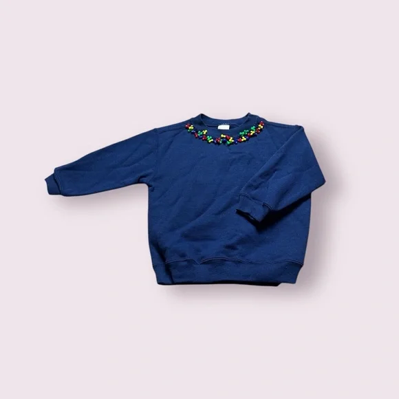 Vintage Baby TKE Basics Navy Blue Crewneck Sweatshirt Beaded Collar Size 18 Mon - Picture 1 of 10
